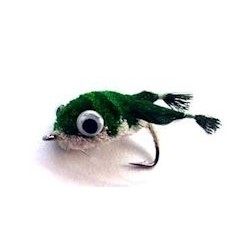 green white kicking frog bass bug