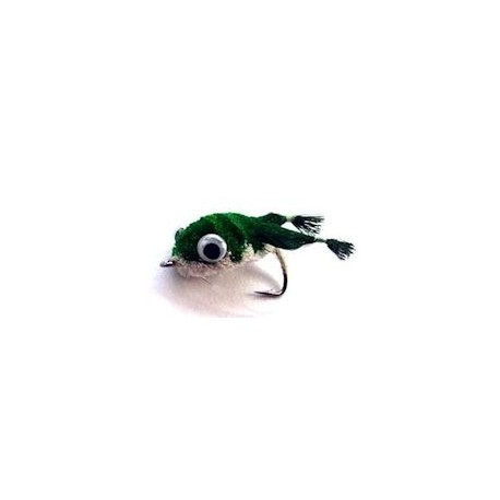 green white kicking frog bass bug