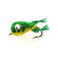 green yellow kicking frog bass bug