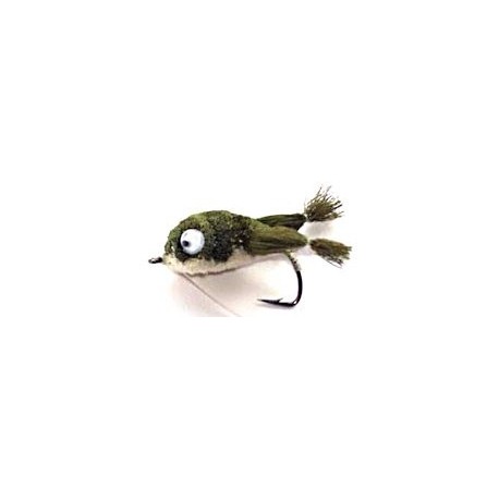 olive white kicking frog bass bug