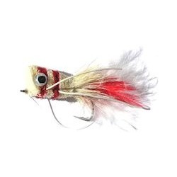 red white bass bug popper