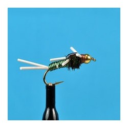 Bead Head Copper John Rubber Leg Green