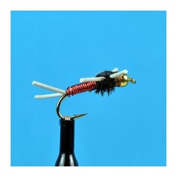 Bead Head Copper John Rubber Leg Red