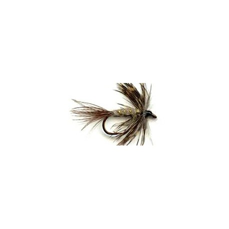 march brown soft hackle button