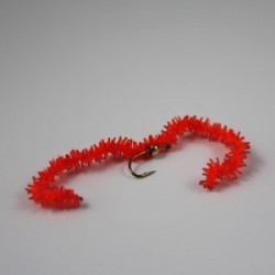 red with gold bead chewing gum worm