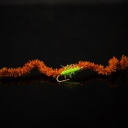 caddis brown chartreuse uv fritz chewing gum worm