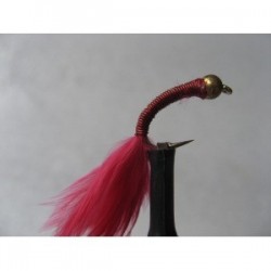 gold head red copper wire marabou bloodworm