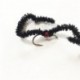 black chewing gum worm with metallic red brass bead