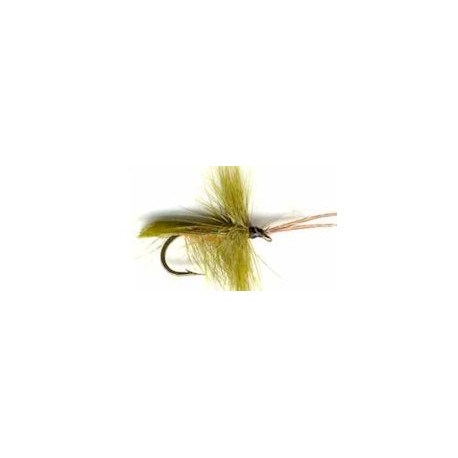 olive horned caddis button