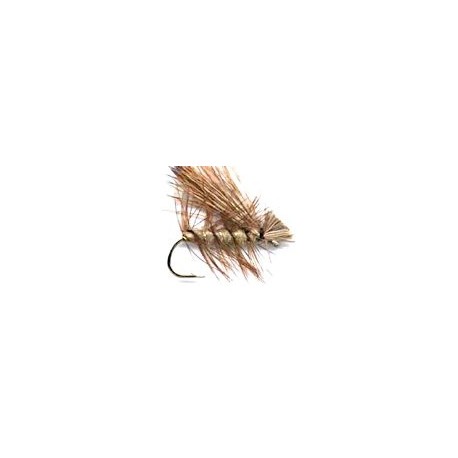 tan elk hair caddis button