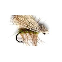 olive elk hair caddis button