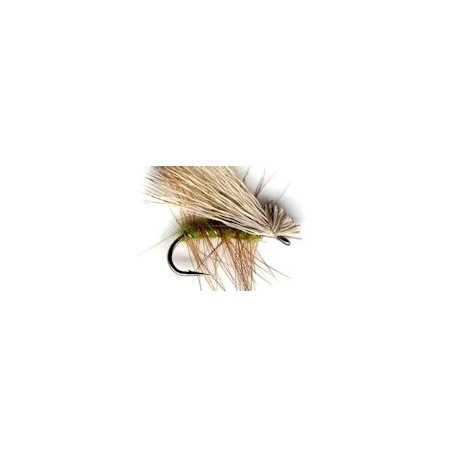 olive elk hair caddis button