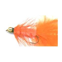 beaded orange woolly bugger button