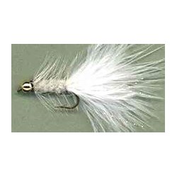 beaded white woolly bugger button