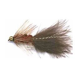 beaded brown woolly bugger button