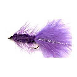 purple woolly bugger button