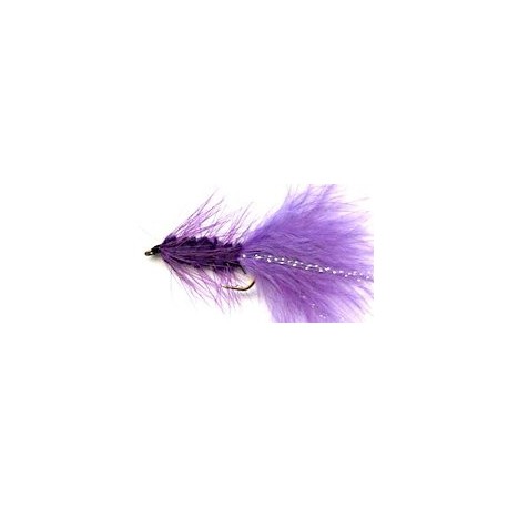purple woolly bugger button