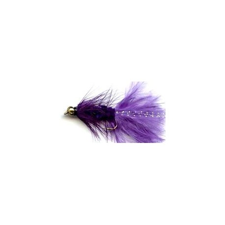 purple beaded woolly bugger button
