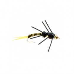 beadhead double tungsten wired stonefly rubberlegs yellow