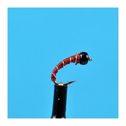 Glass Bead Head Zebra Midge Maroon