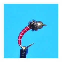 Tungsten Bead Head Zebra Midge Red